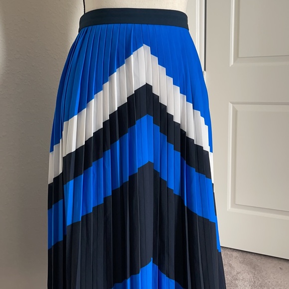 Banana Republic Pleated Blue and Black Midi Skirt - Picture 2 of 7